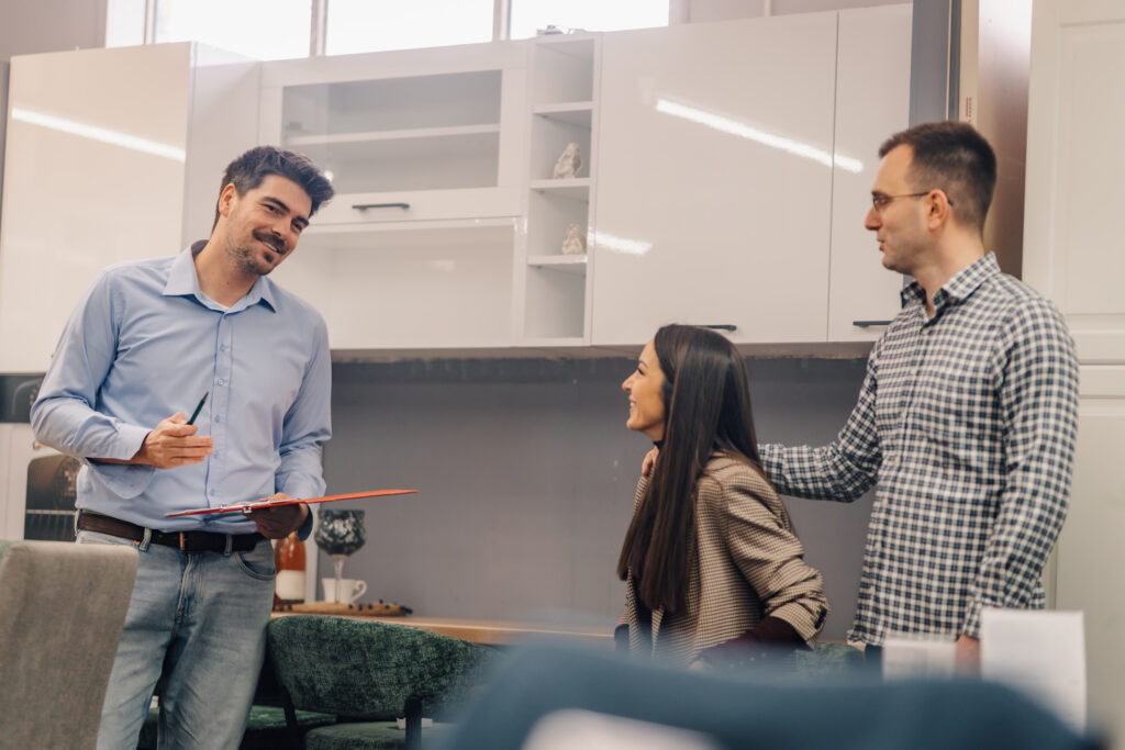 A person with a professional growth plan talking to customers